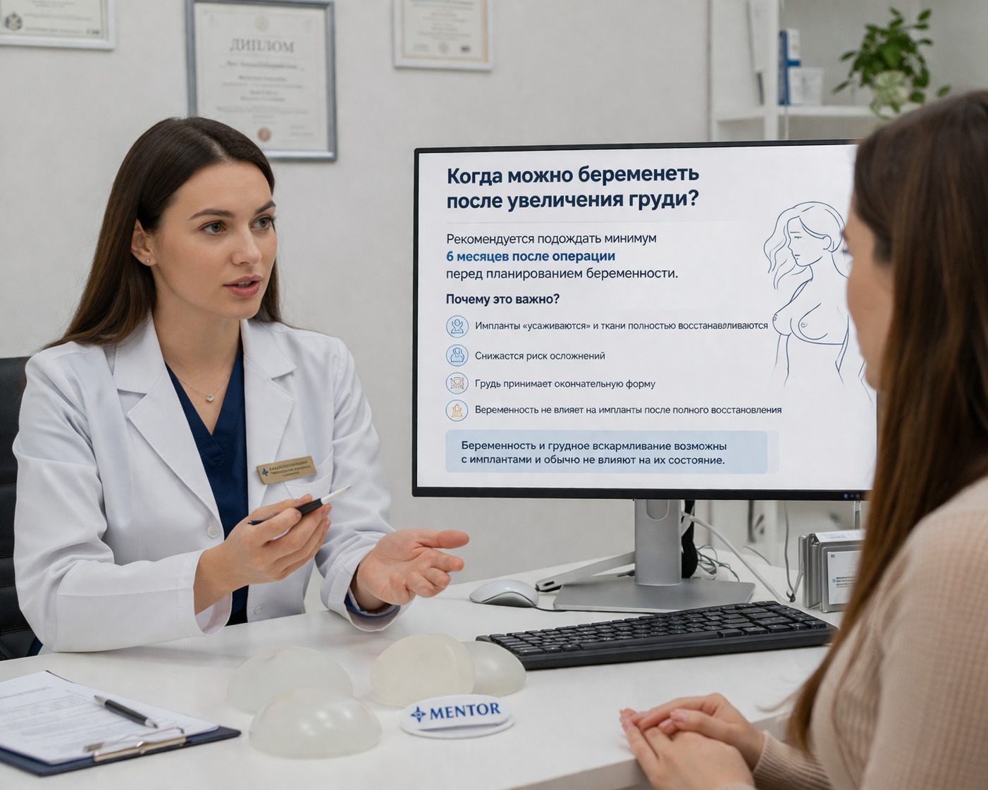 Когда можно беременеть после маммопластики?