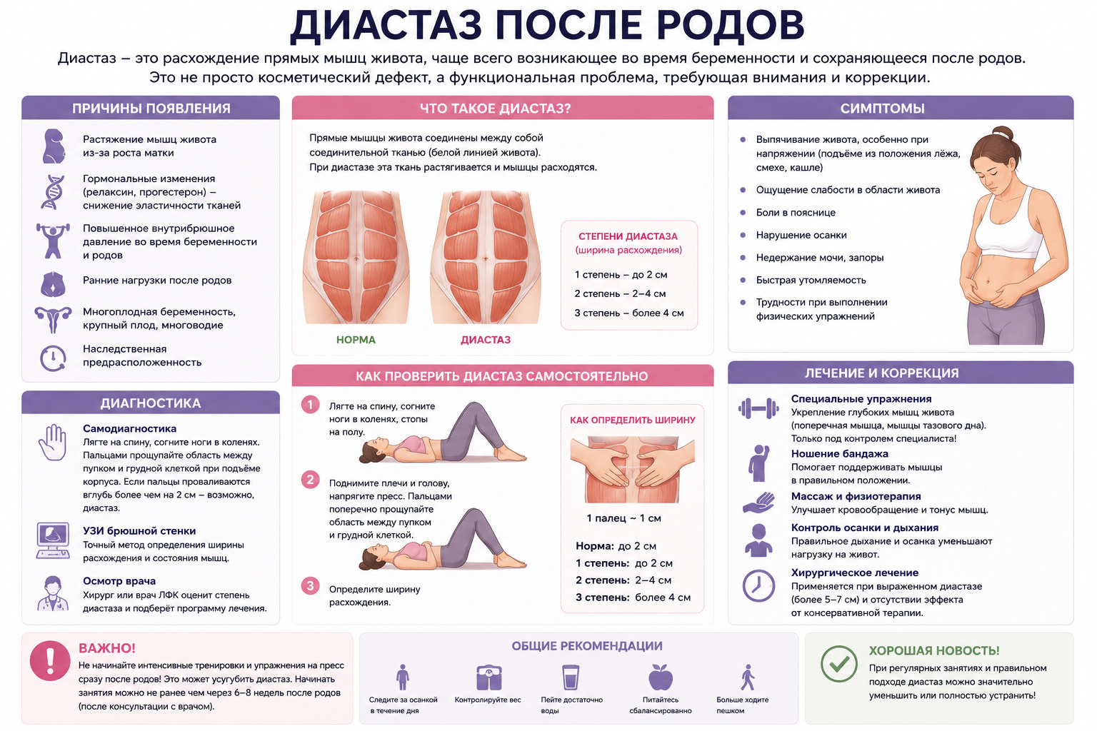 Диастаз после родов: причины, симптомы, диагностика, методы лечение Диастаз после родов: причины, симптомы, диагностика, методы лечение